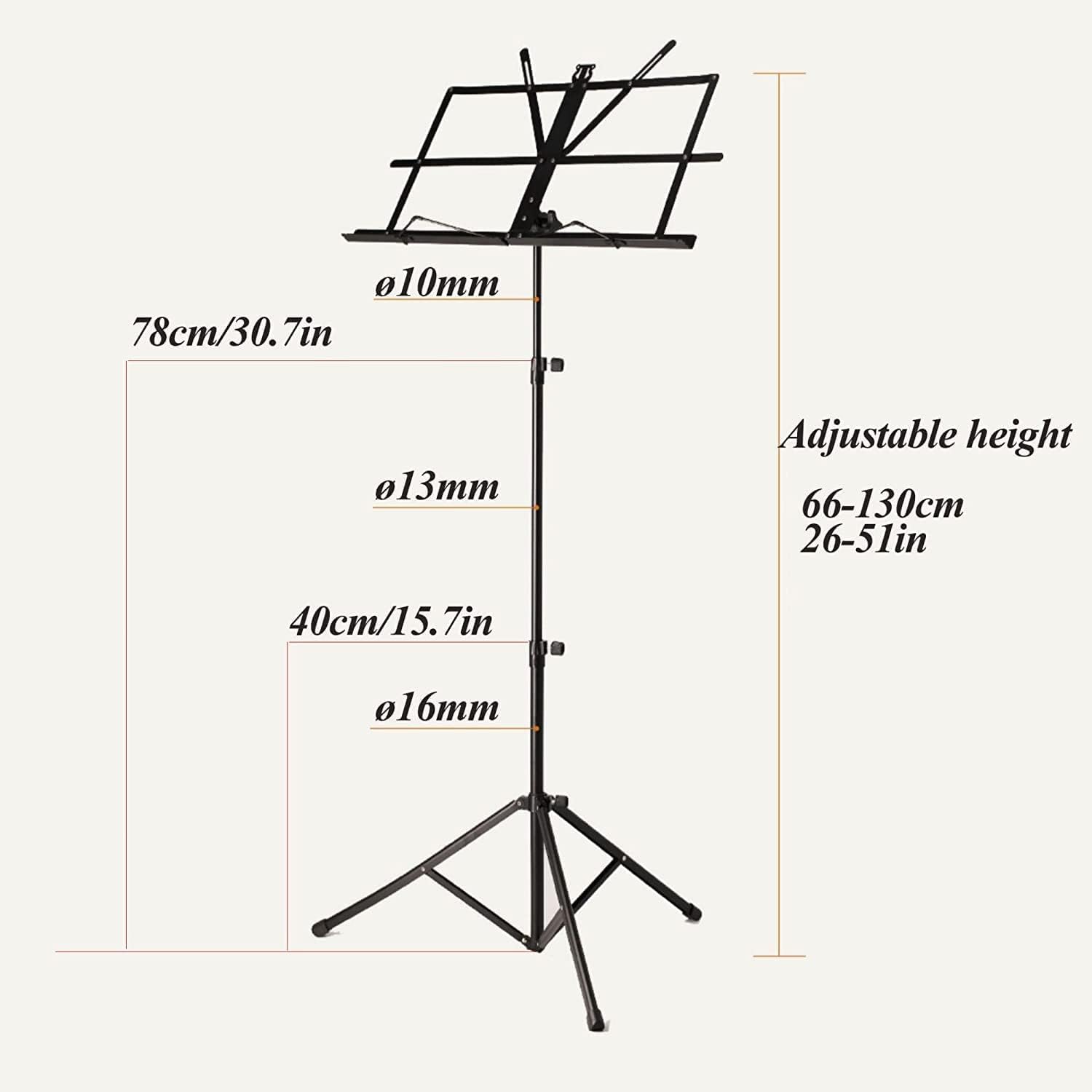 Generico Leggio, Leggio, Leggio per spartiti, Leggio Pieghevole Leggio in Metallo Altezza Regolabile 66-130 cm Leggio per spartiti