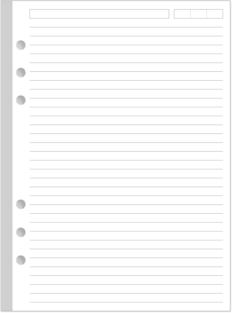 6-Hole Lined Paper Refills for A5 Ring Binder - 100 Sheets/200 Pages Loose Leaf Paper Line Refills for Filofax Planner, 100 gsm White Paper, 5.8" x 8.25"