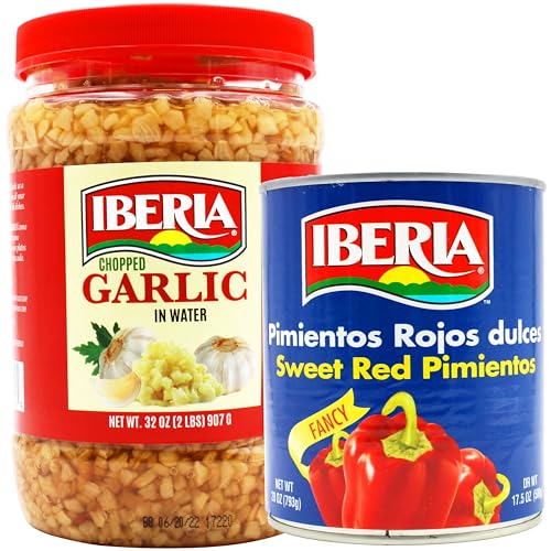 Iberia Sweet Red Pimientos 27.5 oz + Iberia Chopped Garlic in Water, 32 oz image 2