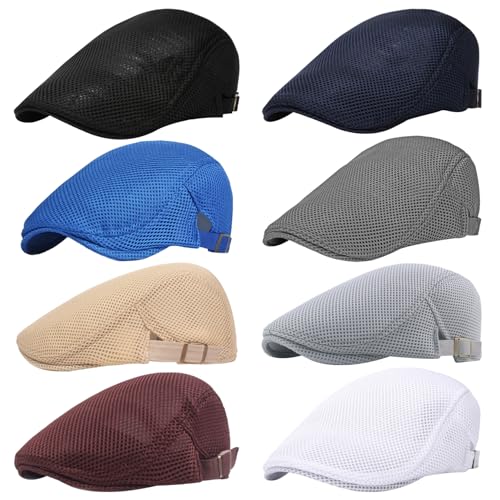 Casquette plate respirante en maille d'été pour homme avec taille réglable