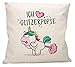 vanVerden Poduszka z sentencją – Kocham brokatową lalkę – jednorożec koń jednorożca – poduszka 40 x 40 cm poduszka do przytulania poduszka dekoracyjna poduszka pod głowę, kolor: naturalny (wygląd lnu), wersja: poszewka na poduszkę bez wypełnienia