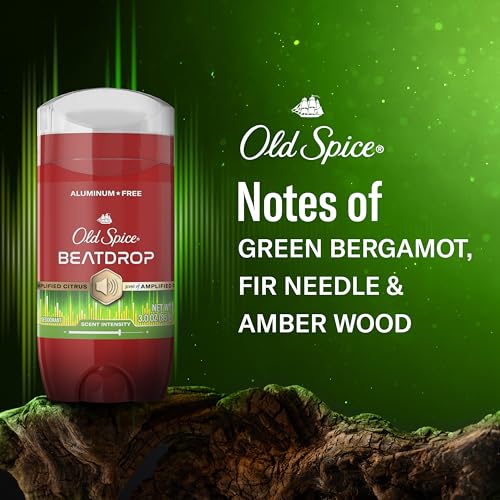 Image of Old Spice Aluminum Free Deodorant for Men, 24 /7 Odor Protection, 24 /7 Signature Scent & Lasting Freshness, Goes on Clean, Beatdrop with Green Bergamot, Fir Needle, & Amber Wood Scent, 3.0 oz