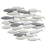 Stratton Home Decor S07742 School of Fish Wall Decor, Grey