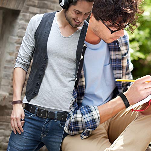 Cjmilado Men Leather Cuff Bangle Bracelet - Elastic Adjustable Genuine Leather Cuff Wristband,Casual Leather Wrap #TOP5