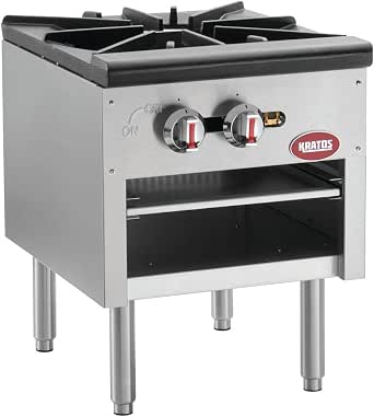 Kratos Commercial Stockpot Range, Natural Gas Single Burner Range, Stainless Steel, 80,000 BTU (29Y-073)