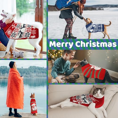 Image of Christmas Dog Sweaters for Small Medium Large Dogs and Cats,Pet Soft Warm Holiday Outfit Girl & Boy,Pup Winter Clothes Turtleneck Double Knitting Collar for Outdoors Playing (Deer, XL)