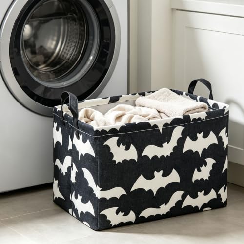 Image of Rectangle Storage Basket with Handles,Collapsible Storage Bin,Books Box,Gift Basket(Bat)