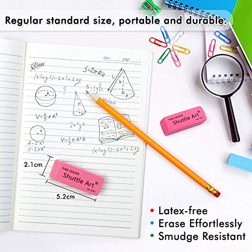 Pink Erasers, Shuttle Art 120 Pack Pink Erasers Bulk For School, Office, Latex-Free Soft Erasers For Kids, Teachers As School Supplies #TOP3