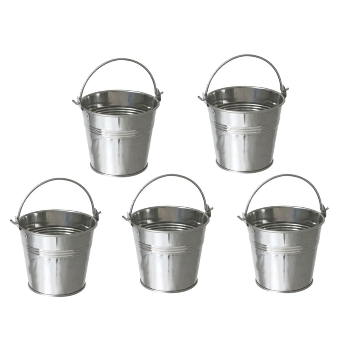Mini seaux en fer-blanc argentés anti-encombrement pour service de table chic