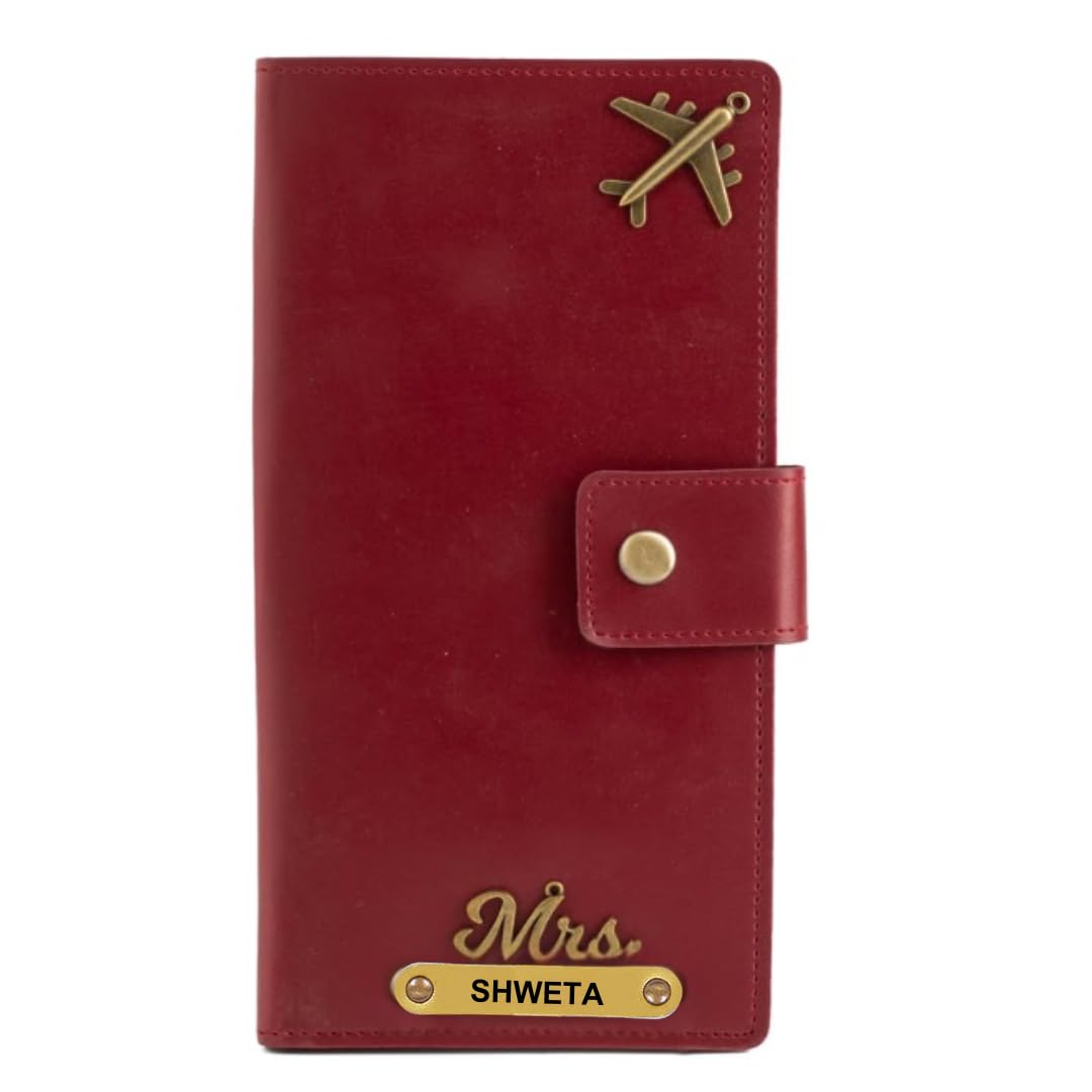 Personalised Passport Cover for Women - Elegant Passport Holder for Family 4 with Boarding Pass, Currency, Card Slot & Coin Holder - Birthday Gift for Her