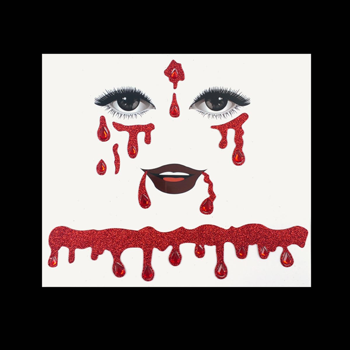 Vampire Face Jewels for Women Vampire Costume Face Jewels Stick on Scary Blood Rhinestone Gems Vampire Accessories Halloween Costumes for Women 3Packs (Red Rhinestone)