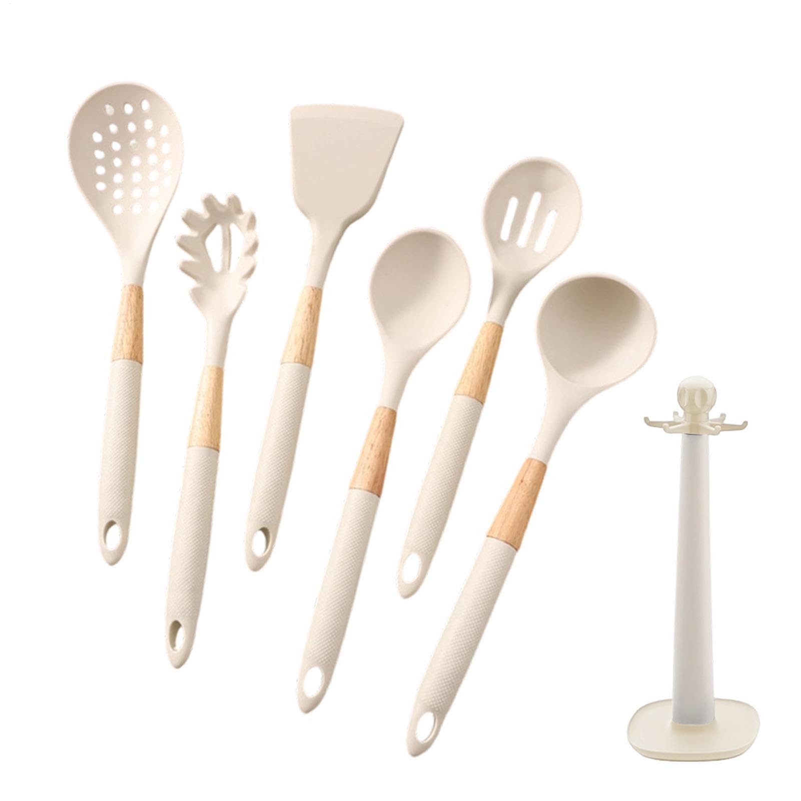 Ensemble d'Ustensiles de Cuisine en Silicone Manche Long Résistant à la