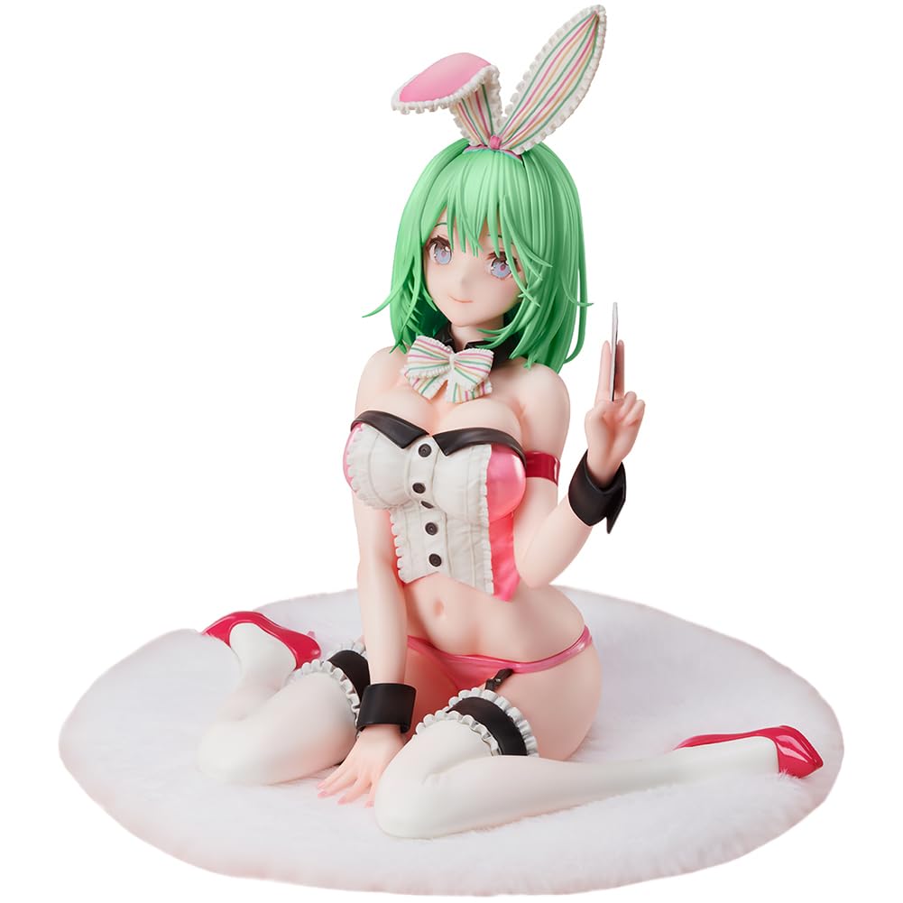 Jilijia Pink Bunny Figure Kneeling Pose Model Statue 20CM Illustration Anime Girl Model Collectible PVC Statue Desktop Decoration Gifts