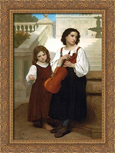 Far From Home 18x24 Gold Ornate Wood Framed Canvas Art by William Adolphe Bouguereau