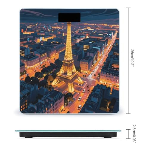 Báscula de baño digital con pantalla LCD y plataforma de vidrio templado miniatura 2