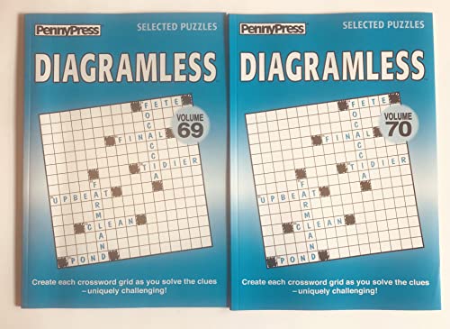 Volumes 69 and 70 of Diagramless Crossword Puzzles from The Penny Press Dell Selected Puzzle Series