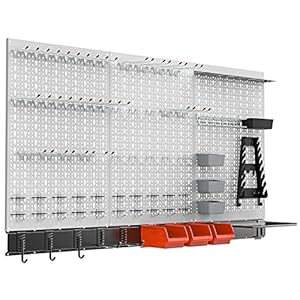 TORACK 109 PCS Pegboard Wall Organizer 4 ft. Garage Metal Pegboard Utility Tool Storage Kit w/Toolboard Hooks & Pegboard Hooks Accessories, Wall Mounted Storage Bins & Shelf