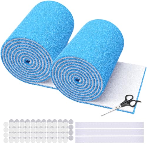 Image of 12 x 140 inch Air Vent Filters, 2PCS Cut-to-Size MERV 8 Air Filter Material(80+ Filters), Triple Layer HVAC Furnace Vent Filter for Floor, Ceiling, Grilles - Includes 48PCS Adhesive Hook Tape.