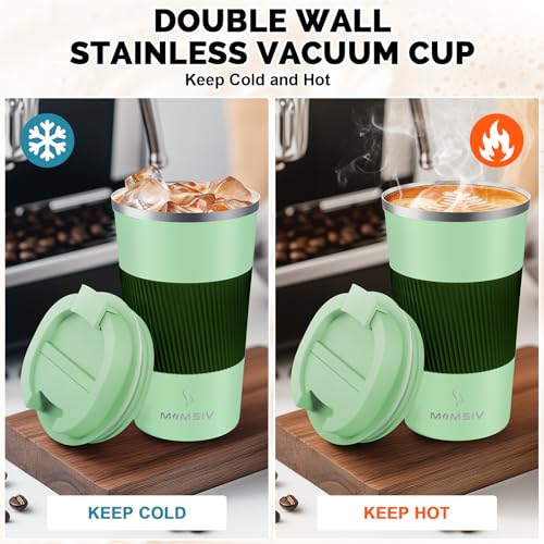 Image of MOMSIV 17oz Travel Mug, Insulated Coffee Cup with Leakproof Lid, Vacuum Stainless Steel Double Walled Reusable Tumbler for Hot and Cold Water Coffee and Tea In Travel and Car