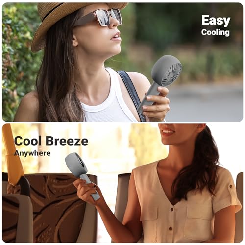 Image of Zebronics Heat Buster 200, Portable Hand Fan, Upto 12h Backup, 3600mAh Rechargeable Battery, 5 Speed Modes, Upto 5.9m /s Airflow, LED Display, for Travel, Makeup, Office, Home (Grey)