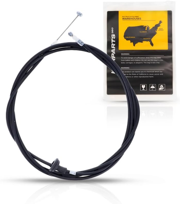 KarParts360 For Honda Civic 1992 1993 1994 1995 Hood Release Cable | Black | Plastic/Metal | Sedan/Coupe/Hatchback | 91.1 Inches | Replacement For 74130-SR3-A00