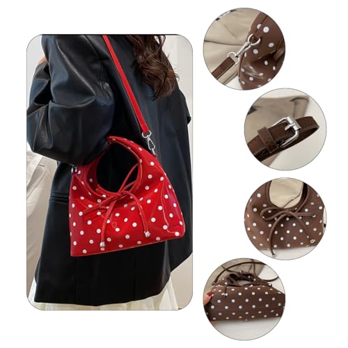 Bolso tote para mujer MaxxCloud con estampado de lunares y lazo: bolso de cuero PU versátil para uso diario, cruzado y al hombro, ideal para trabajo y compras miniatura 6