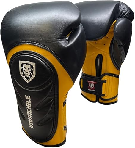 Invincible Fight Gear Professional Hook and Loop Leather Training Boxing Gloves v2.0 - Ideal for Boxing, Kickboxing, Muay Thai, MMA for Men Women