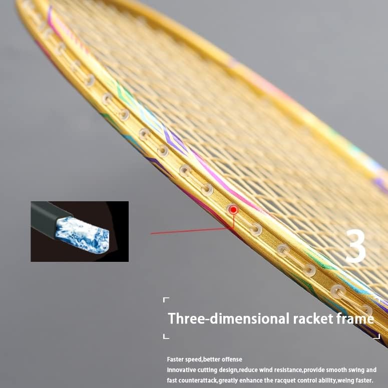 Miniatura 5 de GGRBH Super Light 8U 65G Badminton Rackets Strung Professional Full Carbon Fiber Racquet Bags Max Tension 30LBS Padel for Adult