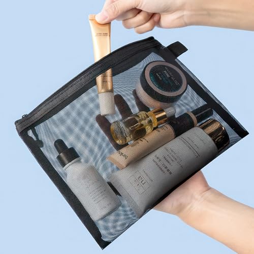 Image of 15 Pieces Mesh Bags, 3 Size Mesh Zipper Pouch Bags with Zipper for Makeup Pouches, Travel Organizer Case, Storage pencil bags with zipper for Office Supplies (A4, A5, B6)