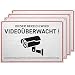 Produktbild HAGEFOL® Schild Videoüberwachung, 4er Set, (30x20 cm - groß) mit DSGVO Hinweis, inkl. 4 Bohrlöcher, Kamera Warnhinweis für Überwachungskamera oder Kamera Attrappe (Aluminium gebürstet)