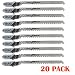 20 Pack T101AO T-Shank Contractor Jigsaw Blade Set Made with HCS, 3-Inch 20TPI Jigsaw Blades Optimized for Cutting Wood, PVC, and Plastic