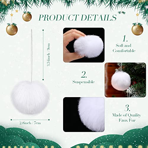 Christmas Fluffy Faux Fur Pompom Ball 2.8 Inch Pompoms For Crafts Soft Pom Pom Balls With Cotton Thread White Christmas Ball Ornaments For Christmas Accessories Diy Crafts Party Decor (70 Pieces) #TOP2