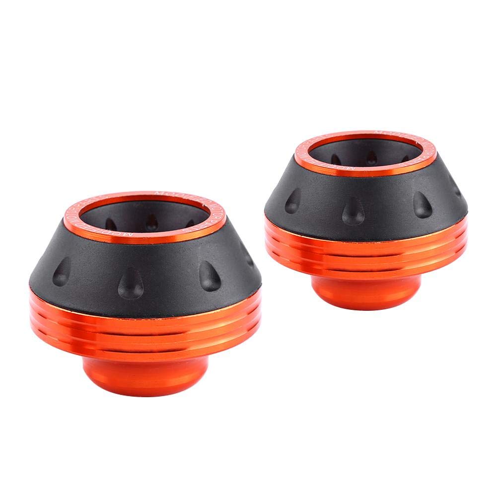 Curseurs de Cadre de Fourche, curseurs de Cadre de Roue de Fourche Avant en Aluminium CNC Moto Protection Contre Les Chutes Scooter cyclomoteur(Orange)