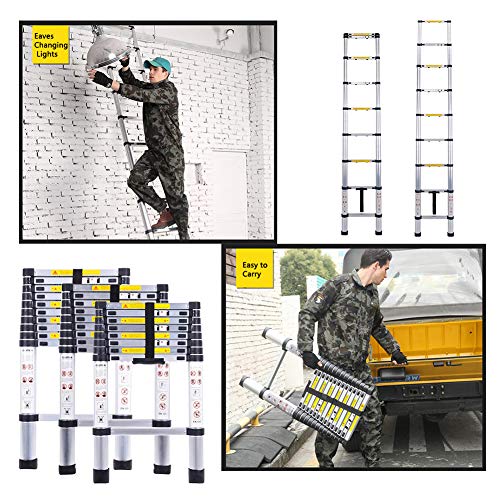 Telescopic Ladder Aluminum Extension Telescoping Ladder Foldable Extend and Climb Ladder EN131 Standard(4.5M/15Ft)
