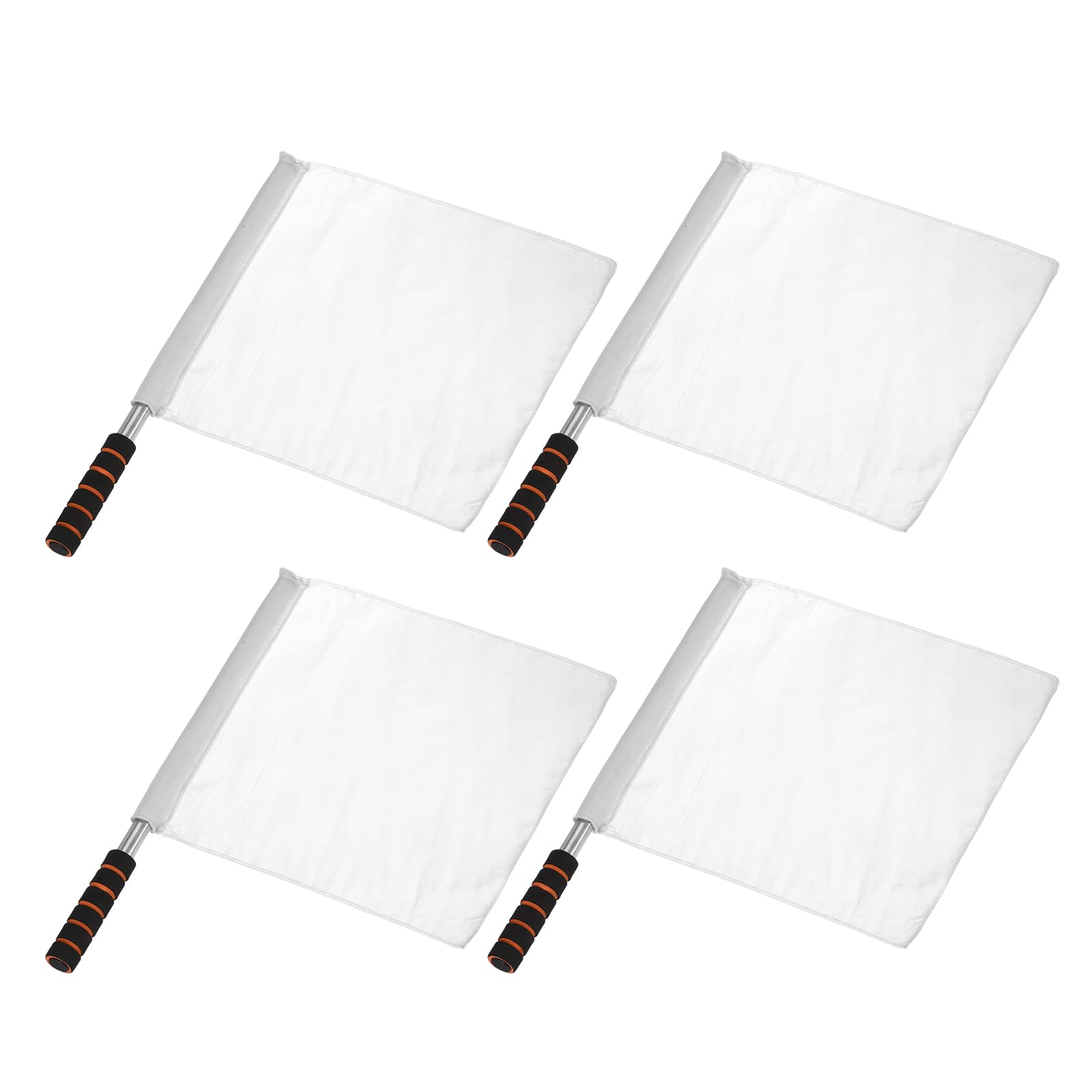 Lot De 4 Drapeaux D'Arbitre Blancs Avec Mât Inox Et Poignée Mousse – Légers, Maniables Pour Football, Athlétisme Et Rugby