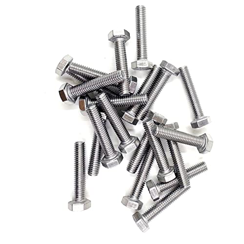 Image of M6 Hex Bolt, M6-1.0 x 30mm Hex Head Screw Bolts, 304 Stainless Steel, Fully Threaded, Plain Finish, Hex Tap Bolts 20Pcs (M6x30mm)