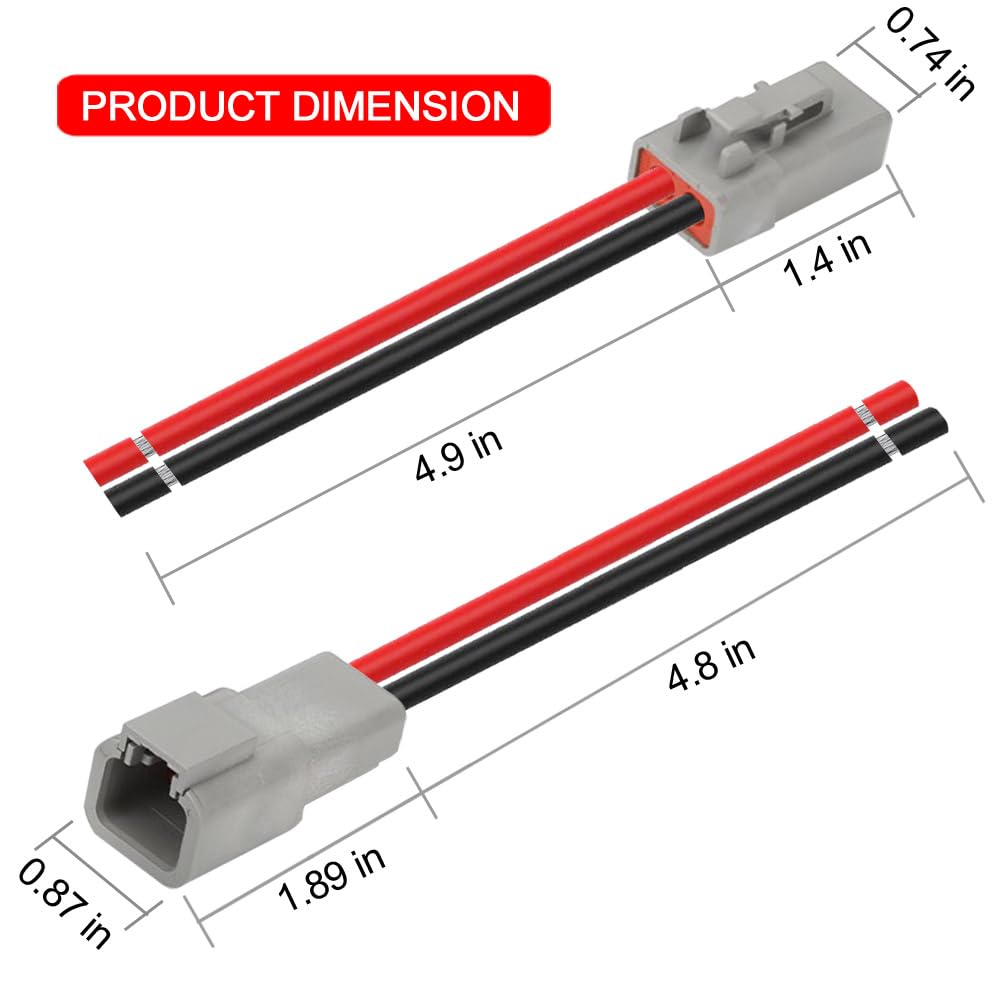 2 sets DTP 4-polige waterdichte connectoren (mannelijk en vrouwelijk