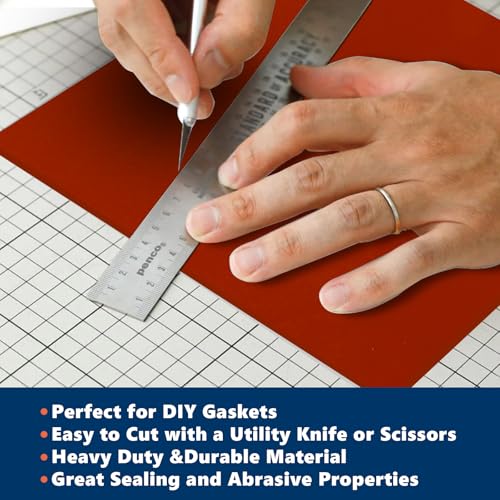 Image of Red Silicone Rubber Sheet, 12 inch Wide x 1 /8 inch Thick x 12 inch Long WochiTV High Temperature Rsistant Rubber Mat for DIY Gaskets Material, Pads, Sealing, Cushion, Microwave Oven Protection