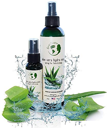 Organic Aloe Vera Spray Facial Toner With Cucumber Oil - Bundle with 8 fl oz and 2 fl oz Bottles