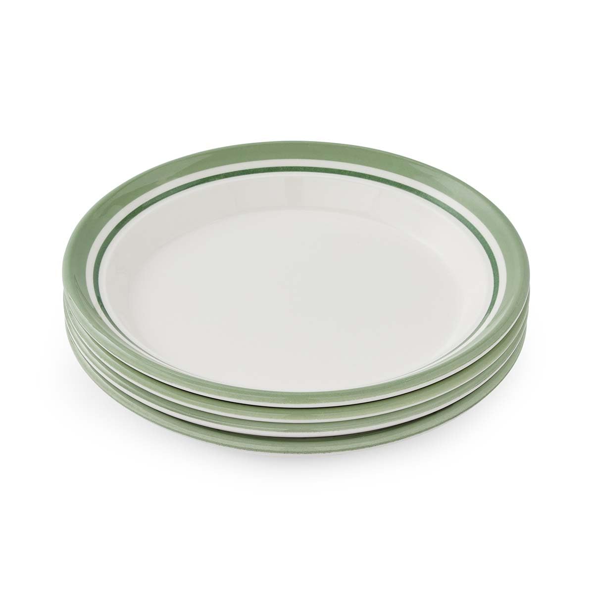 Portmeirion Potters Stripe 8" Plate - Green - Set of 4 - Earthenware