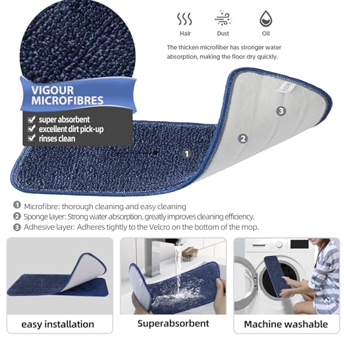 Spray Mop for Cleaning with 6 Washable Pads Wet Dry Microfiber Floor Mop Sprays with 500 ml Refillable Bottle for House Kitchen Wood Hardwood Laminate Ceramic Tiles Floor Dust Cleaning - Image 6