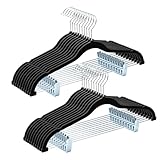 HOUSE DAY Velvet Hangers with Adjustable Clips 20 Pack, Non-Slip Suit Organizer with 360° Hook - Heavy Duty Hanger for Pants, Skirts, Blouses, Dresses - Outfit Hangers All-Season Space Saver (Black)