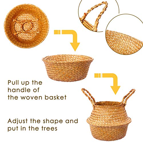 Ferrgoal Artificial Areca Palm Plants 55 Inch Fake Dypsis Lutescens Tree with 15 Trunks in Pot and Woven Seagrass Belly Basket Perfect Faux Plant for Home Indoor Outdoor Office Modern Decor Green - Thumbnail 3