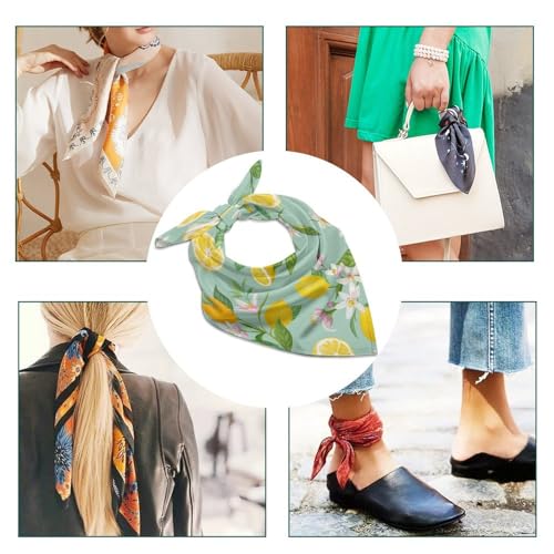 Satin Square Head Scarves, Fashion Silk Feeling Neck Scarf Ladies Short Bandana Lightweight Hair Scarf for Women Gift3