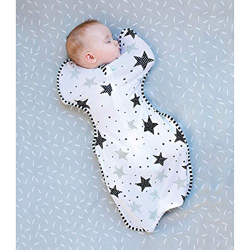 Image of Love To Dream Swaddle UP, Baby Sleep Sack, Twin Zipper For Easy Diaper Changes, Arms UP Position, Hip-Healthy, Lightweight & Breathable, Sleeping Bag, Moderates Ideal Temps, 1-3 M, Olive Stars & Moon