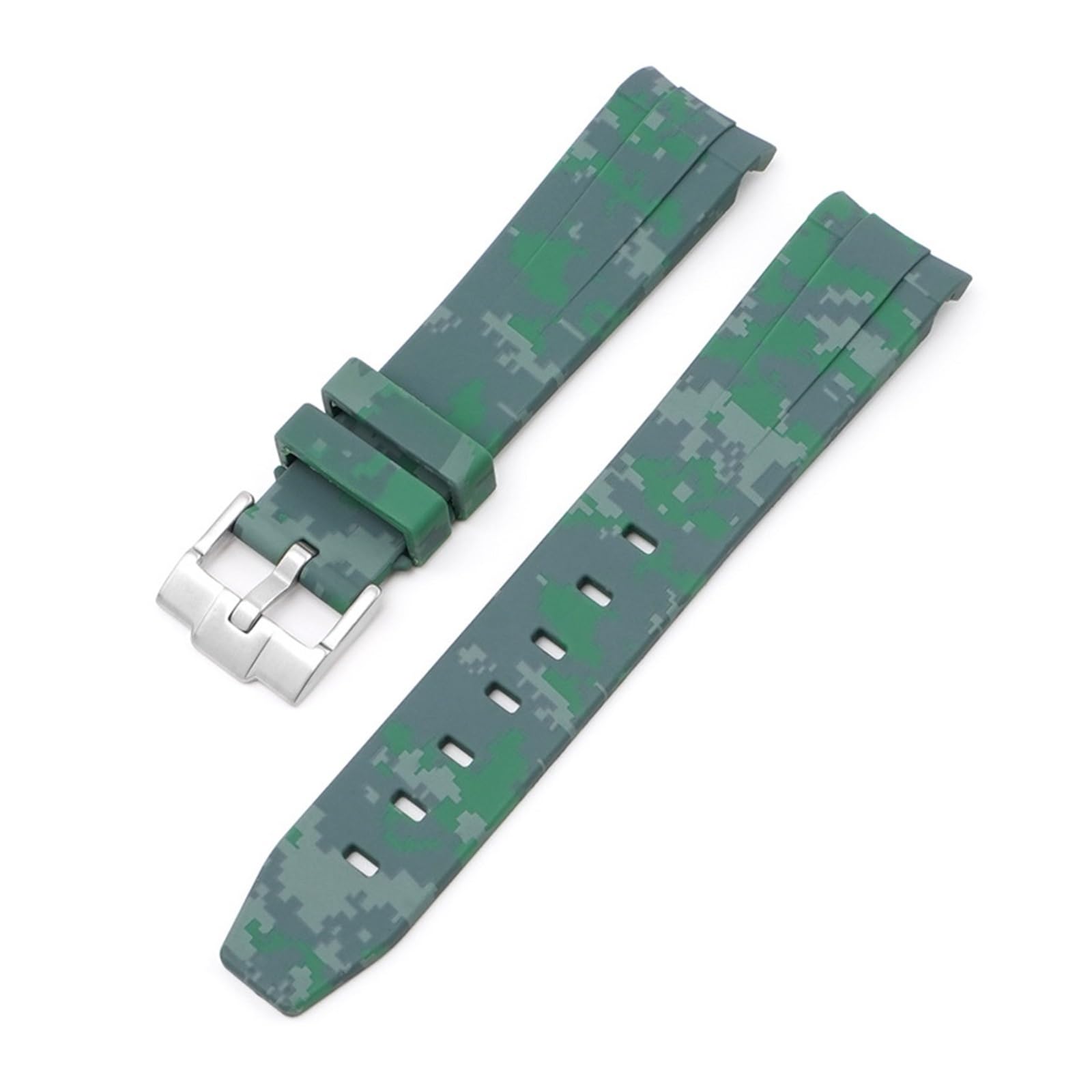 Naturalny fluor gumowy pasek do zegarka 20mm zakrzywiony koniec wymiana paska Rolex nowe paski do zegarków RPG Green Submariner Explorer 2, Zielona, 20mm