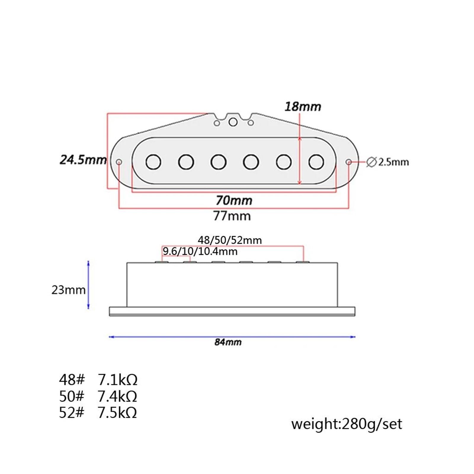 Zestaw Przetworników Do Gitary Elektrycznej 3 X Beige Single Coil O Rozstawie 48-50-52MM
