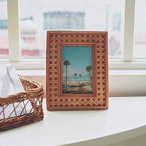 Manteiv Rattan 4X6 Picture Frame - Tabletop Frames Modern Farmhouse Decor - Rustic Home Decor - Living Room Bedroom Kitchen Set Wedding Glass Photo Display #TOP6