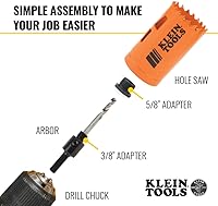 Vista 4 de Klein Tools 32905 Kit de sierra perforadora para electricista con eje de 3 piezas