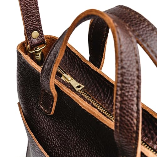 Image of Portland Leather Goods Mini Crossbody Tote Bag for Women - Handmade from the Finest Full-Grain Hides - Adjustable Strap